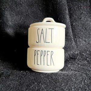 Rae Dunn by Magenta Stackable Ceramic Salt/Pepper Cellars 3-Piece Set